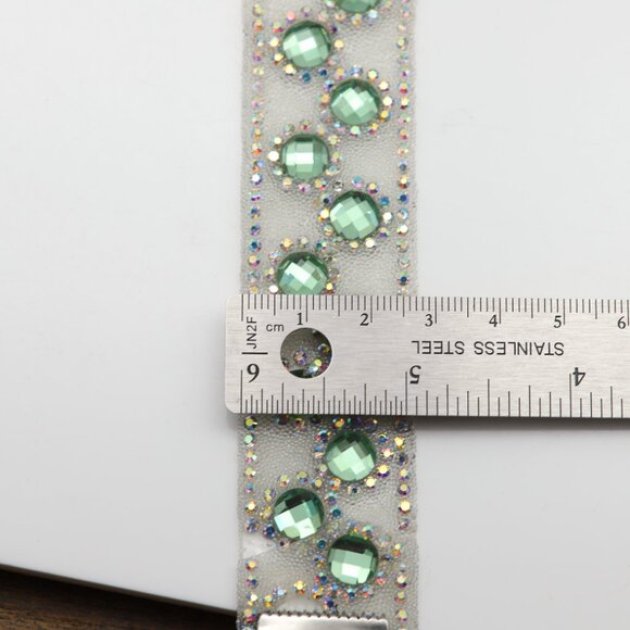 Sparkly Green Choker Necklace Adjustable Length Rhinestone Chokers  (#72) - Picture 7 of 12